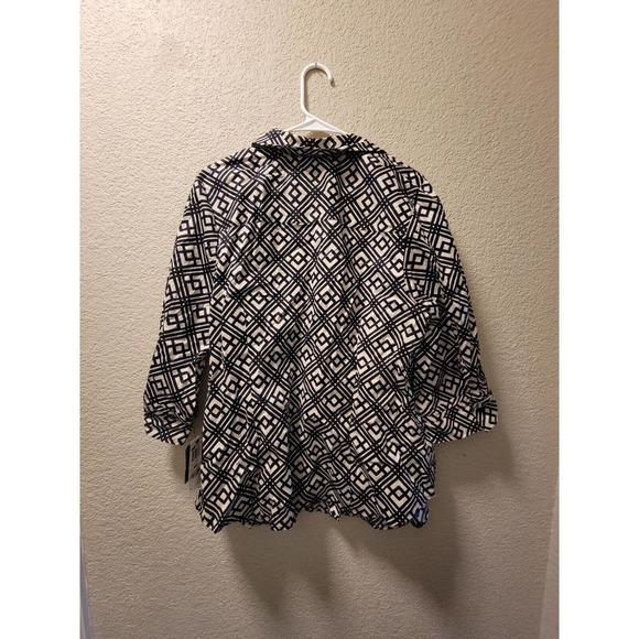 NWT Alfani womens tan/black womens 3/4 sleeve button up blouse size 18 - Picture 5 of 5